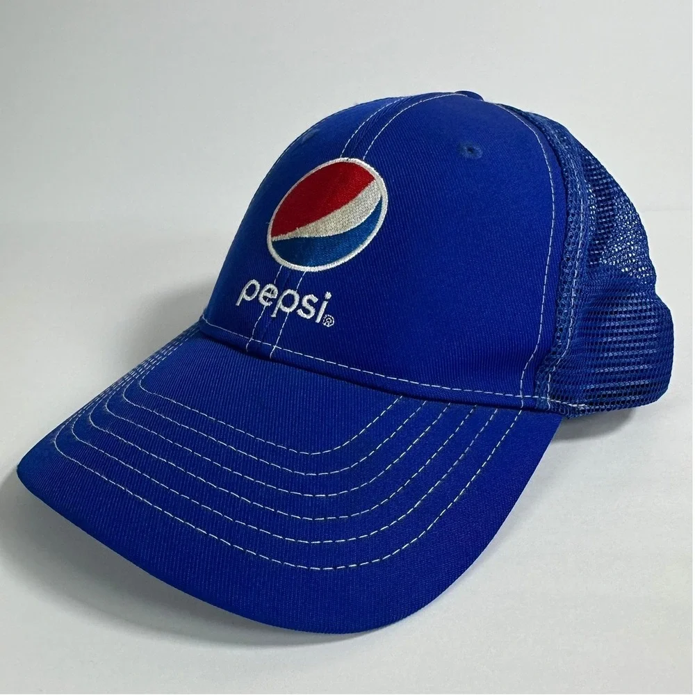 Pepsi Hat‎ Blue Trucker Cap Adjustable Logo Embroidered Mesh Back